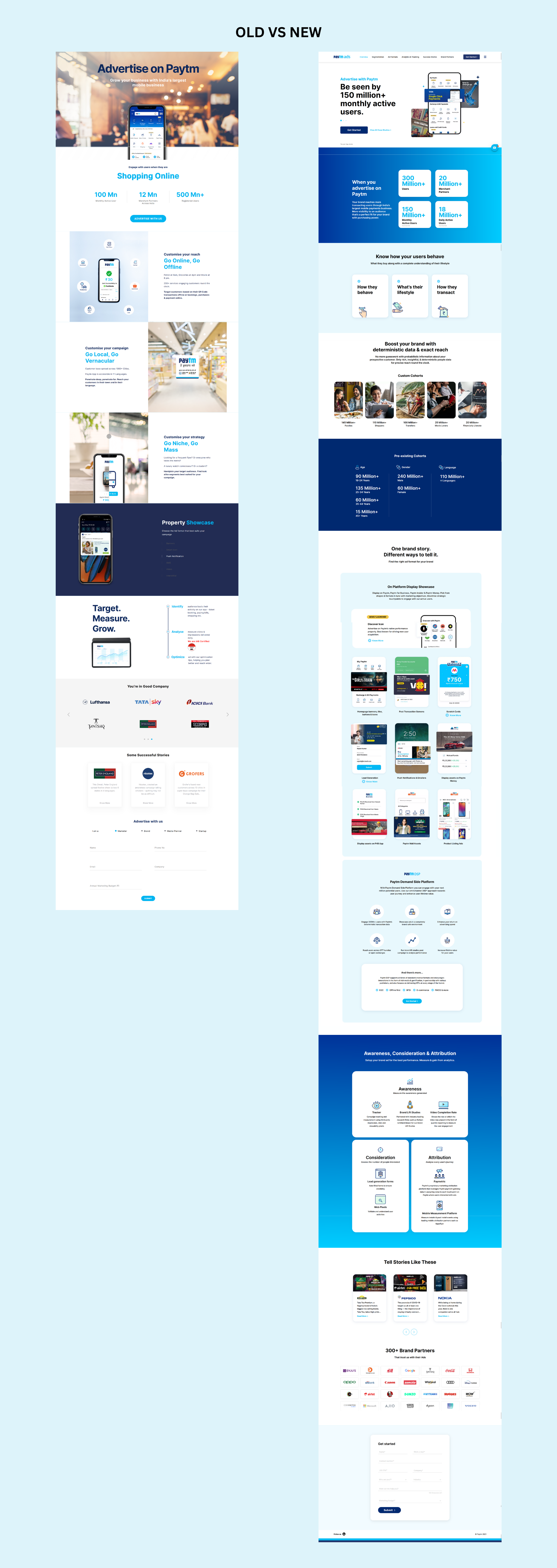old vs new paytm ads website